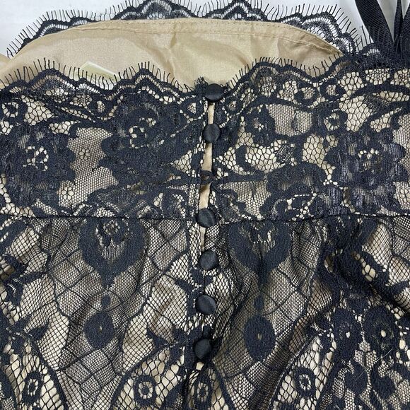 VTG Y2K Rosalie Babydoll Tank Top S Black Lace Overlay Sheer Whimsigoth - Picture 12 of 14